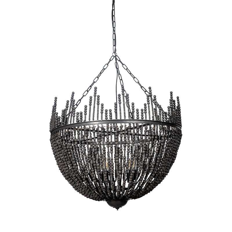 Maklaine Bead Bowl-Style 4 Bulb Chandelier in Black