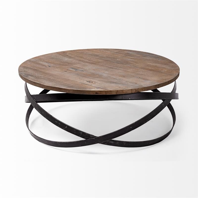 Maklaine Round Coffee Table in Brown
