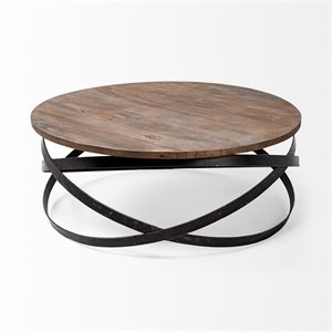 Maklaine Round Coffee Table in Brown