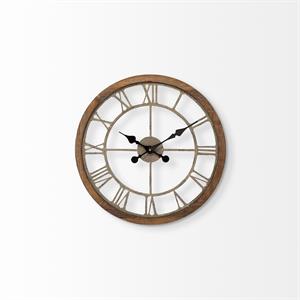 Maklaine 19&quot Largee Farmhouse Wall Clock in Brown