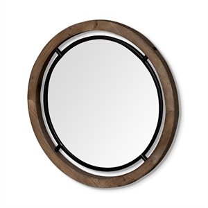 Maklaine 28&quot Metal Mirror in Brown and Black
