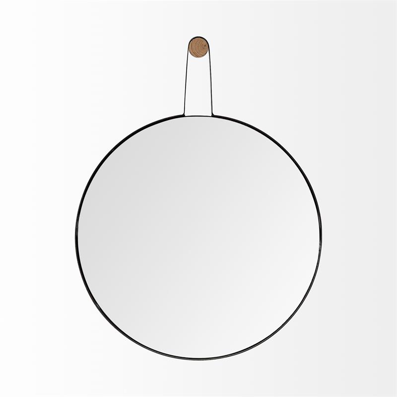 Maklaine Oval Metal Decorative Wall Mirror in Black