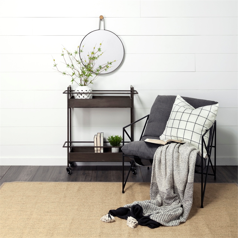 Maklaine Oval Metal Decorative Wall Mirror in Black