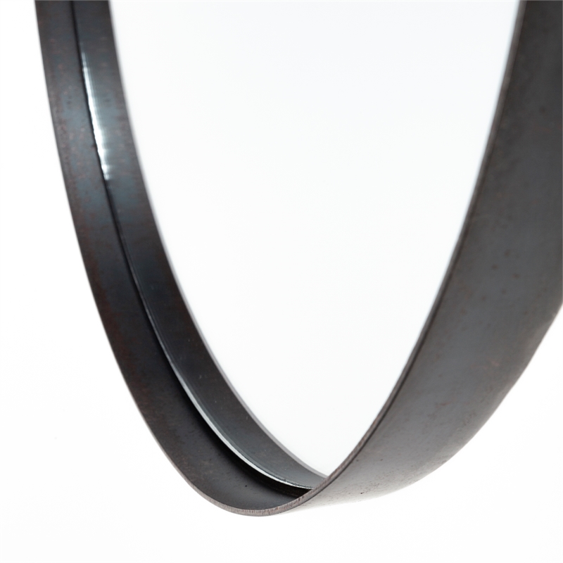 Maklaine Oval Metal Decorative Wall Mirror in Black