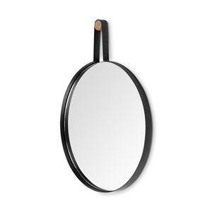 Maklaine Oval Metal Decorative Wall Mirror in Black