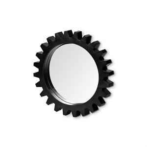 Maklaine 26&quot Round Metal Decorative Wall Mirror in Black