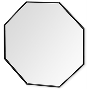 Maklaine 37&quot Octagon Metal Decorative Wall Mirror in Black