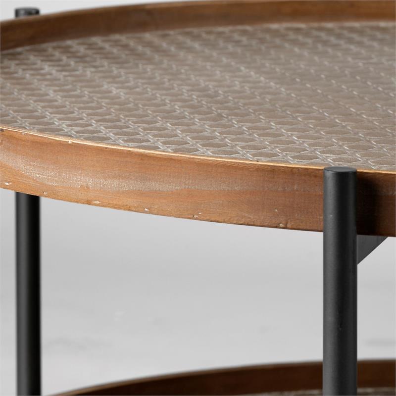 Maklaine Two-Tier Coffee Table in Black and Brown