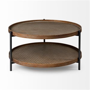 Maklaine Two-Tier Coffee Table in Black and Brown