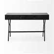 Maklaine 3-Drawers Metal Writing Desk in Matte Black