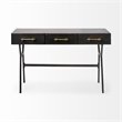 Maklaine 3-Drawers Metal Writing Desk in Matte Black