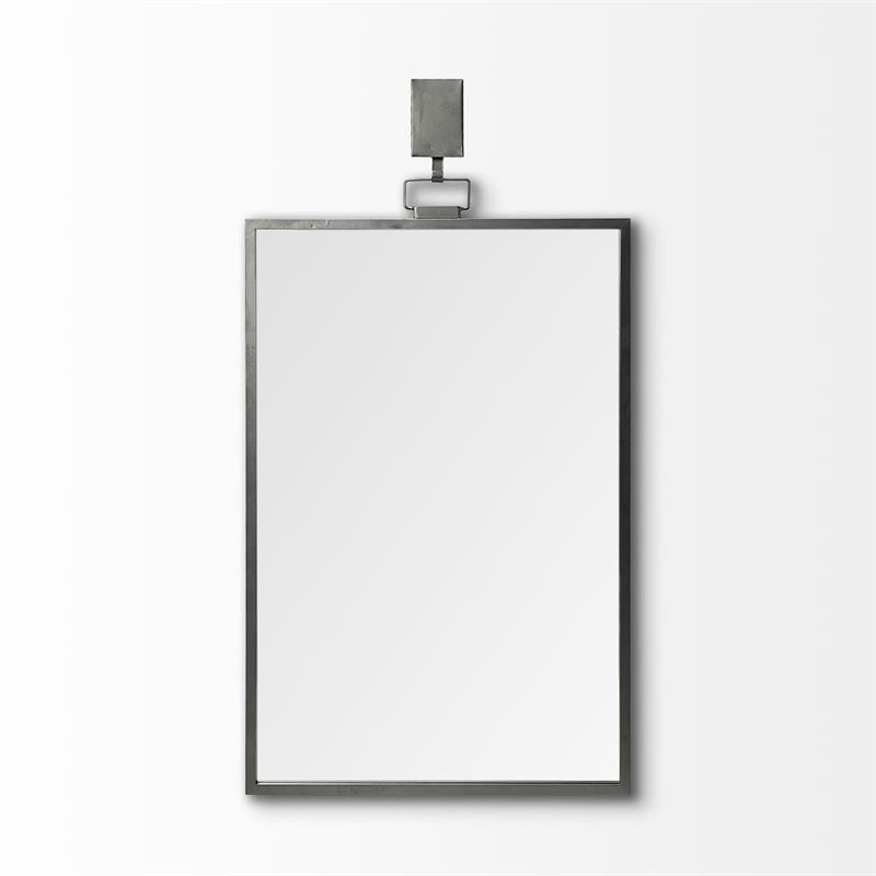 Maklaine Rectangular Metal Mirror in Gunmetal Gray