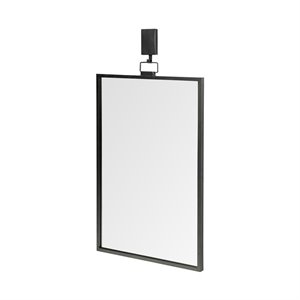 Maklaine Rectangular Metal Mirror in Gunmetal Gray