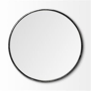 Maklaine 47&quot Round Metal Mirror in Black