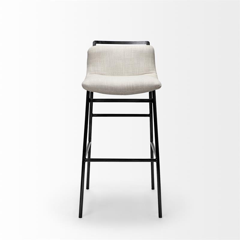 Maklaine Fabric Cream Metal Counter Stool Rectangular Low Back