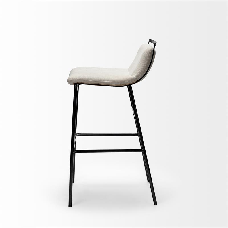 Maklaine Fabric Cream Metal Counter Stool Rectangular Low Back