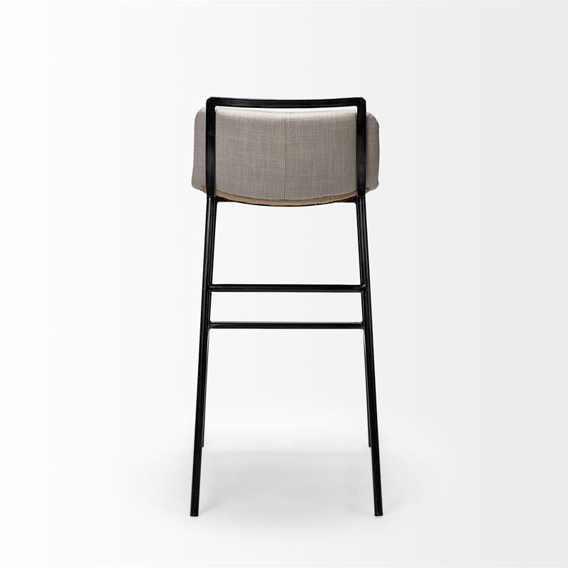 Maklaine Fabric Cream Metal Counter Stool Rectangular Low Back