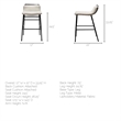Maklaine Fabric Cream Metal Counter Stool Rectangular Low Back