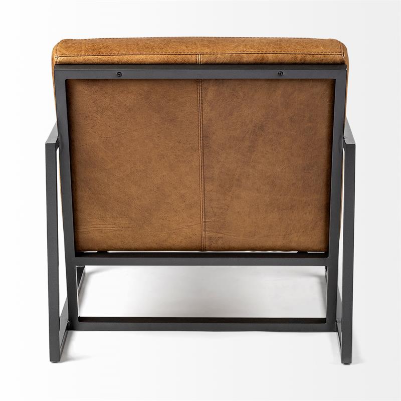 Maklaine Leather Accent Chair in Brown and Gray
