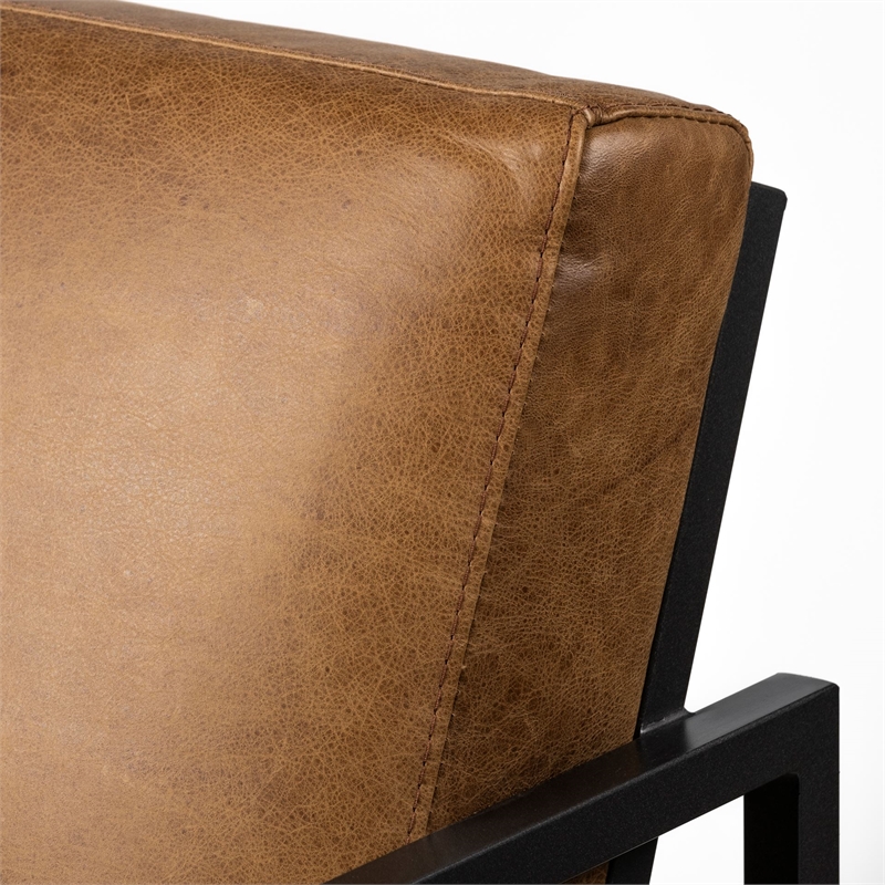 Maklaine Leather Accent Chair in Brown and Gray
