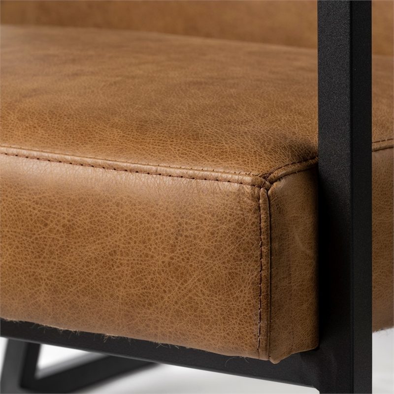 Maklaine Leather Accent Chair in Brown and Gray