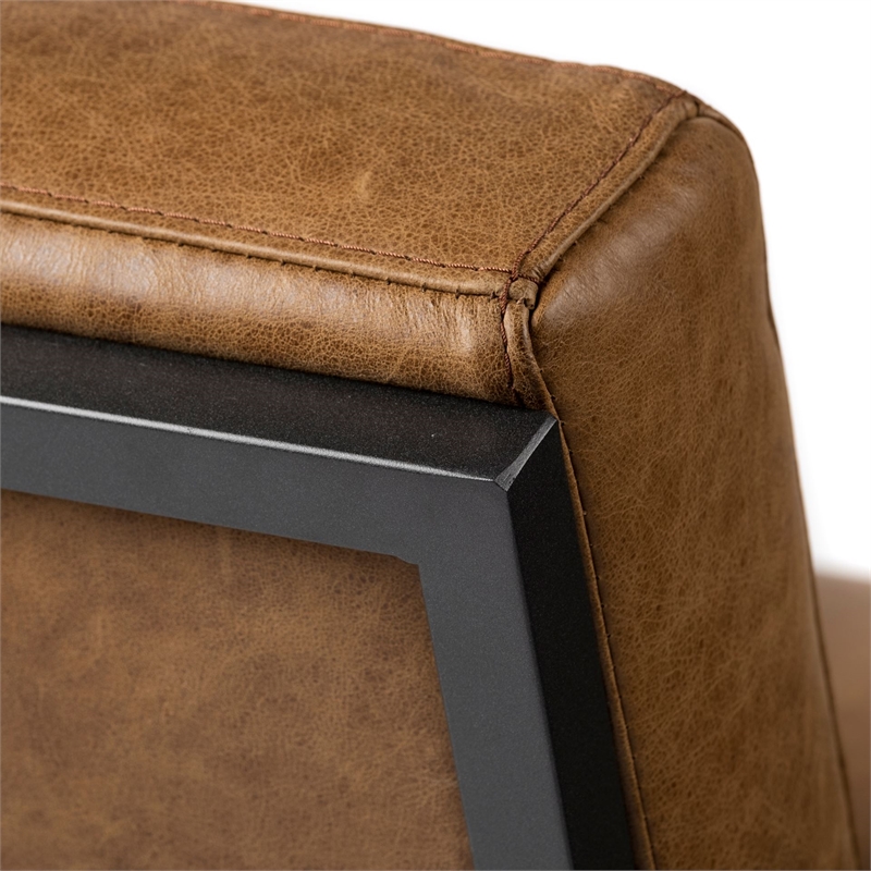 Maklaine Leather Accent Chair in Brown and Gray