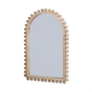 Maklaine 35&quot Arch Wood Frame Wall Mirror in Natural Brown