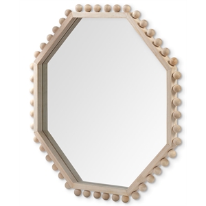 Maklaine 32&quot Octagon Wood Framed Decorative Wall Mirror in Brown