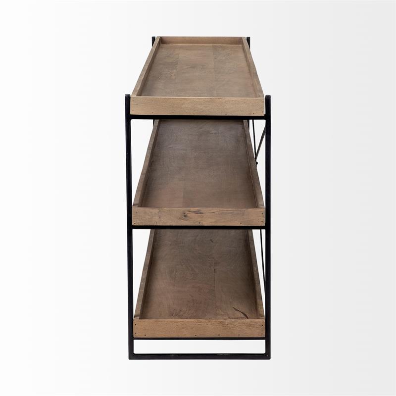 Maklaine Wood & Iron Console Table in Brown and Black