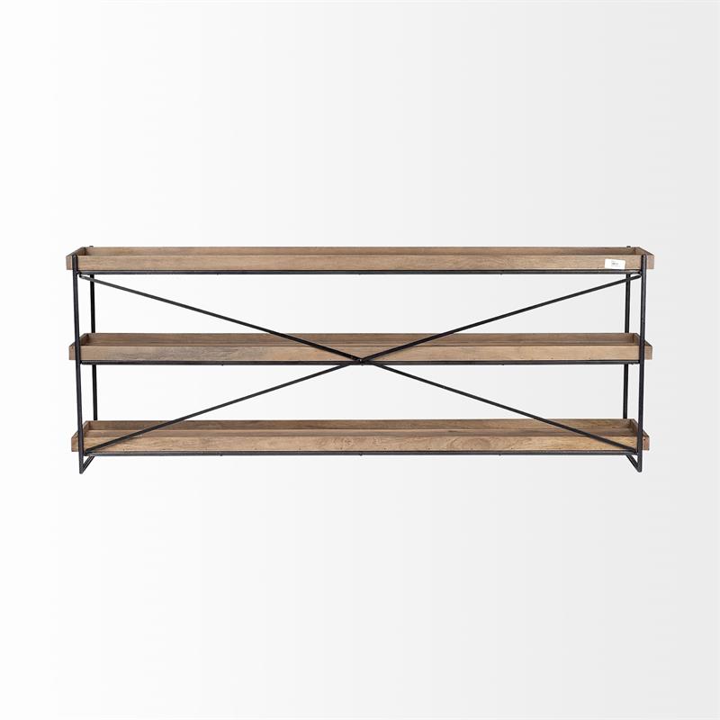 Maklaine Wood & Iron Console Table in Brown and Black