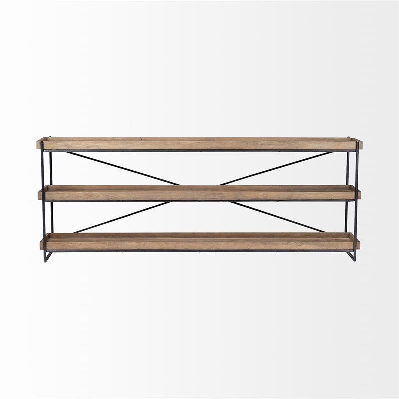Maklaine Wood & Iron Console Table in Brown and Black