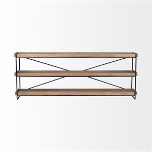Maklaine Wood & Iron Console Table in Brown and Black