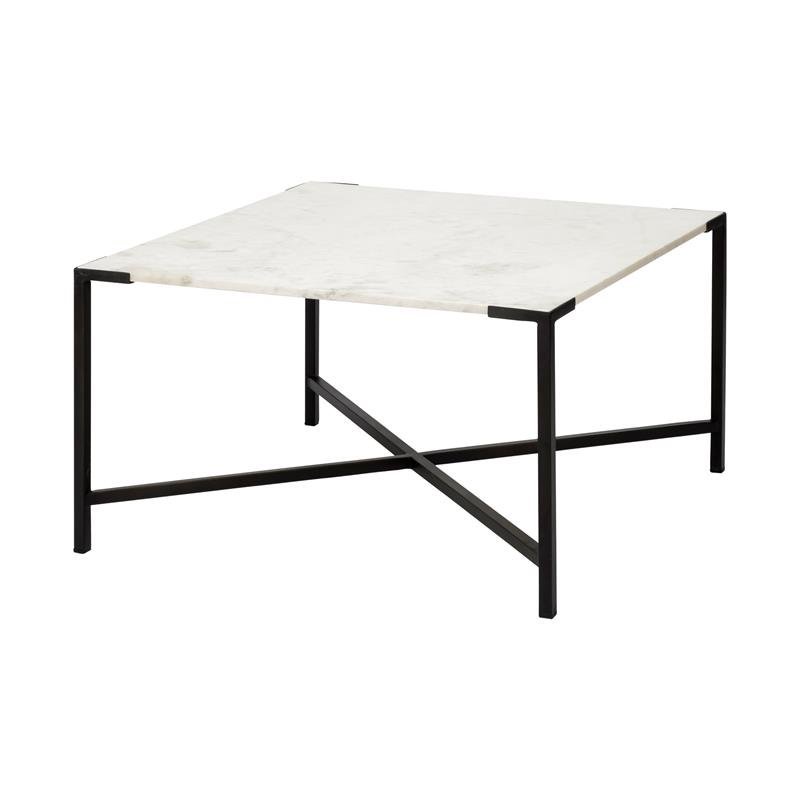 Maklaine Marble & Metal Coffee Table in Black and White