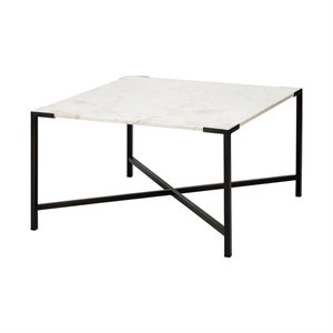 Maklaine Marble & Metal Coffee Table in Black and White