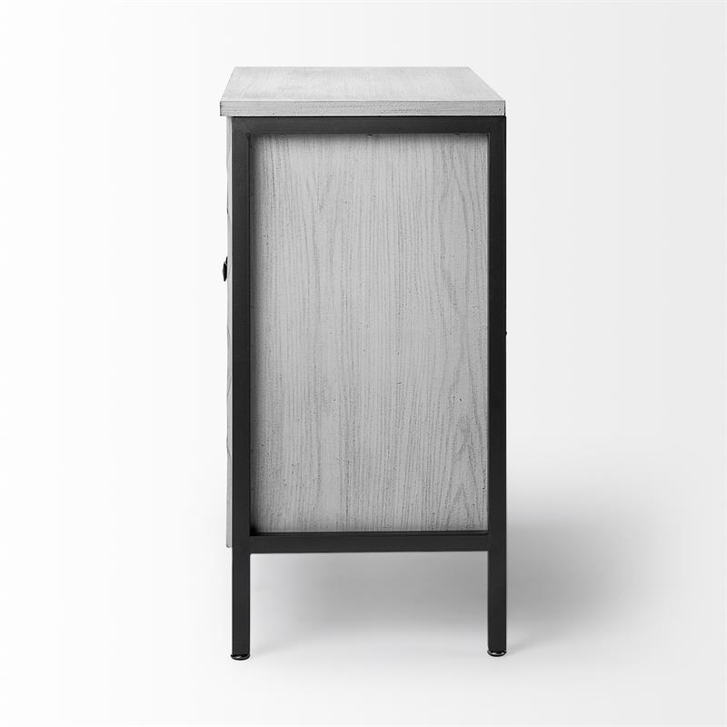 Maklaine Wood & Iron 2 Door Cabinet in White