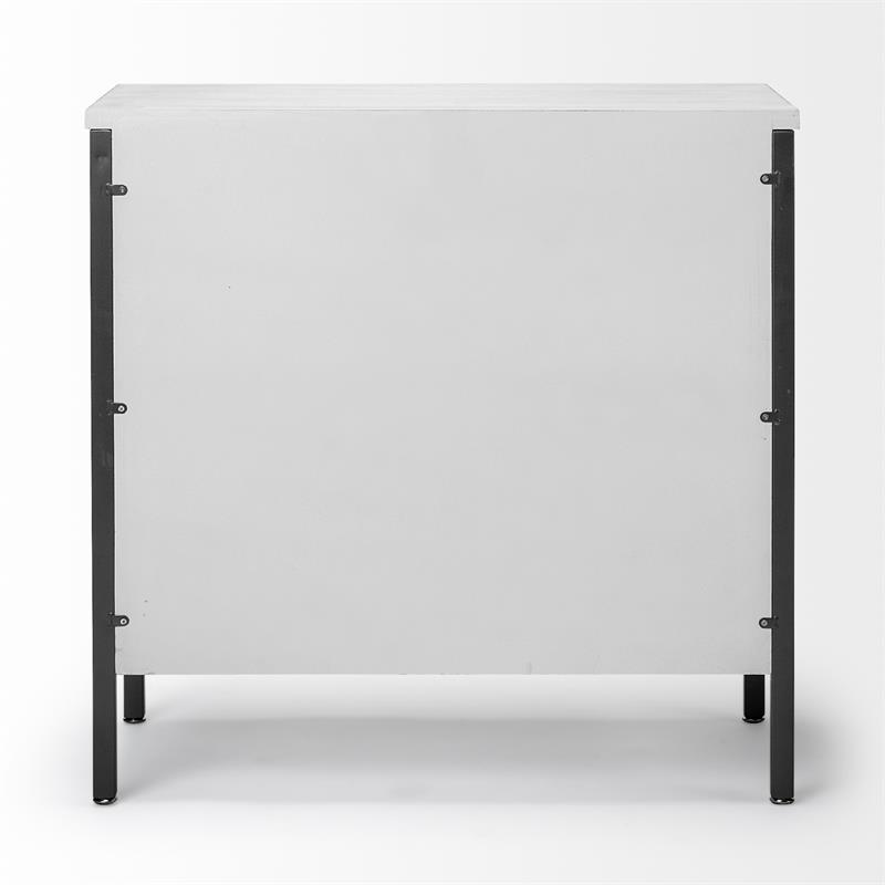 Maklaine Wood & Iron 2 Door Cabinet in White