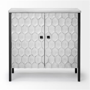 Maklaine Wood & Iron 2 Door Cabinet in White