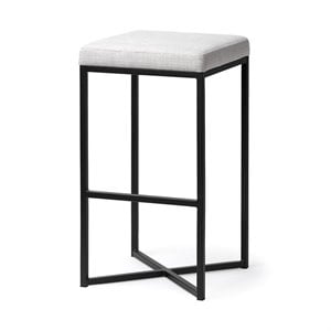 Maklaine 29.75&quot Fabric Bar Stool in Matte Black and Cream