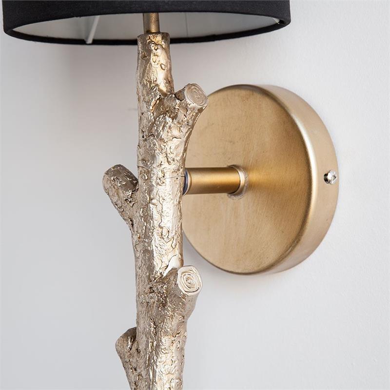 Maklaine Resin Tree Branch Fabric Shade Wall Sconce in Gold
