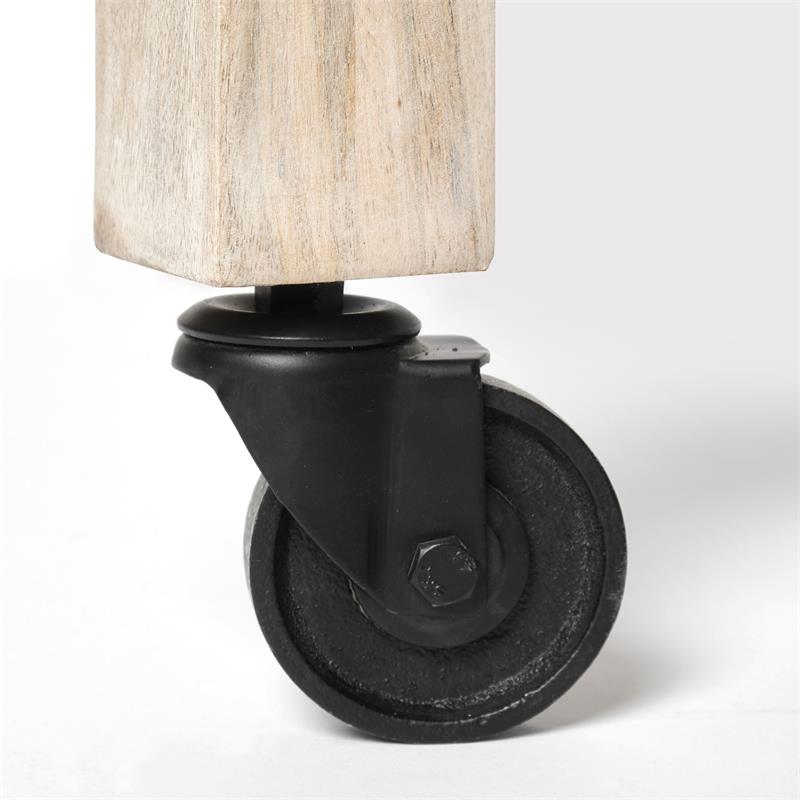 Maklaine Rolling Kitchen Island in Light Brown and Black