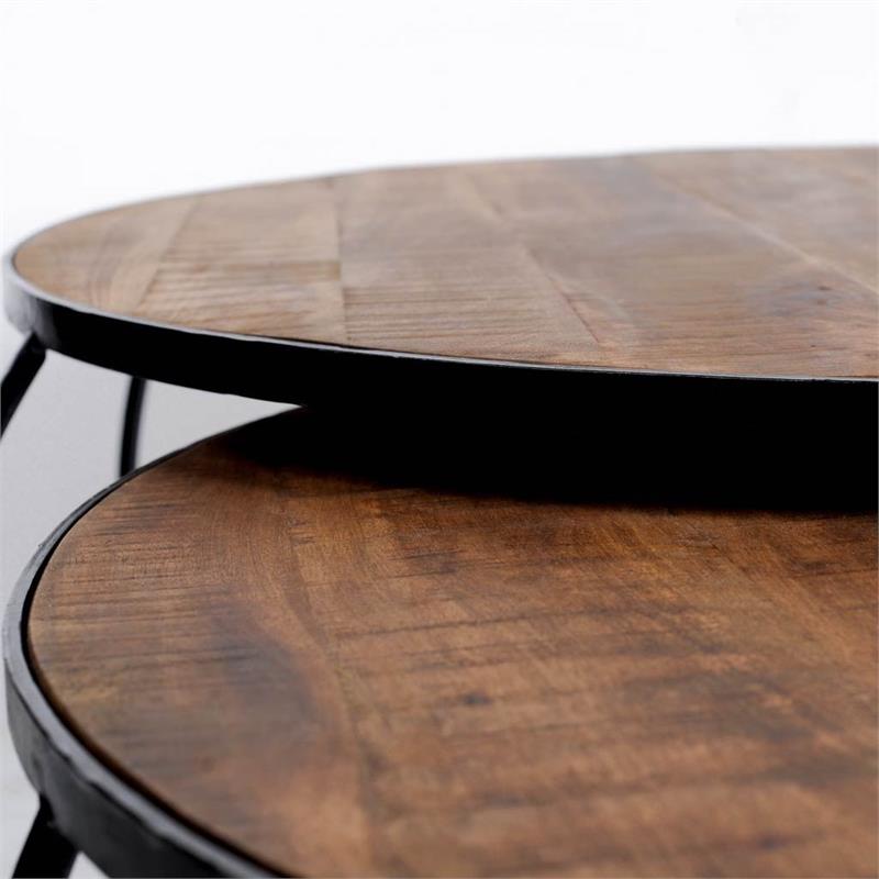Maklaine Wood Nesting Coffee Tables in Brown (Set of 2)