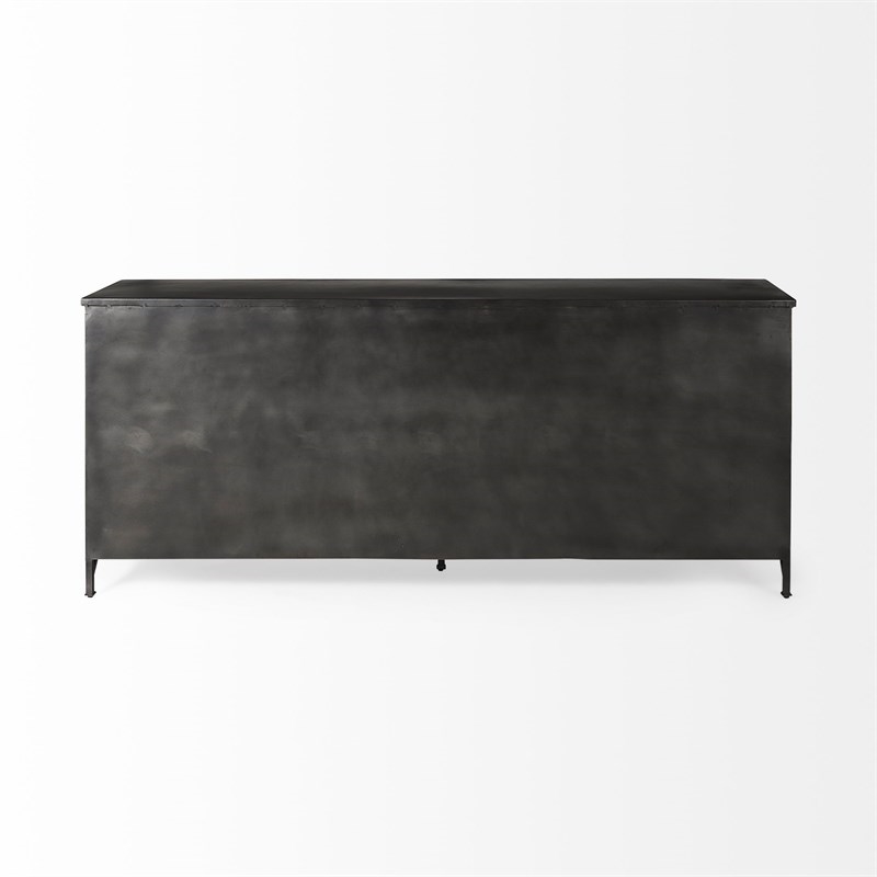 Maklaine Polished Metal Black Sideboard Rectangular Glass-Lined Doors 79