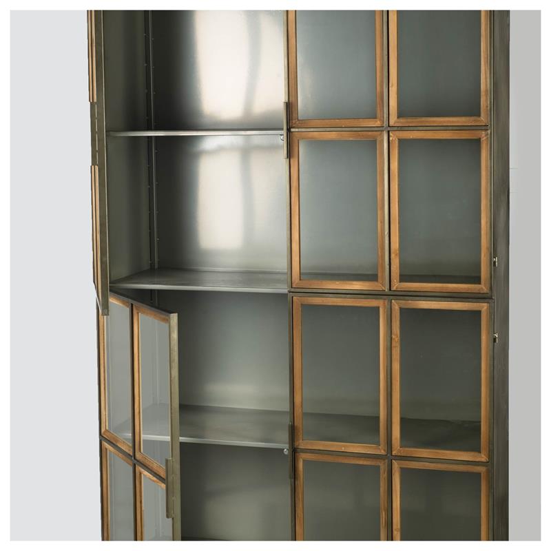 Maklaine Wood and Metal Glass Door Display Cabinet in Brown
