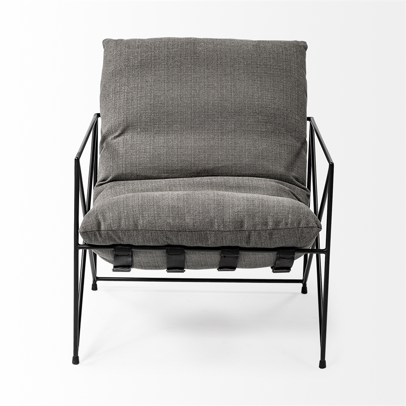 Maklaine Fabric Upholstered Accent Chair in Gray