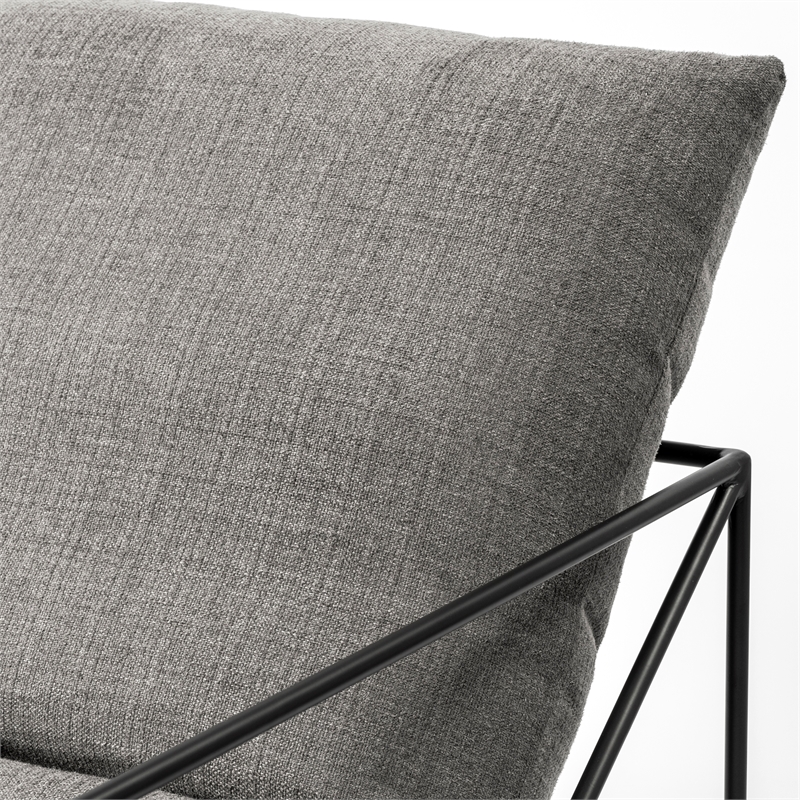Maklaine Fabric Upholstered Accent Chair in Gray