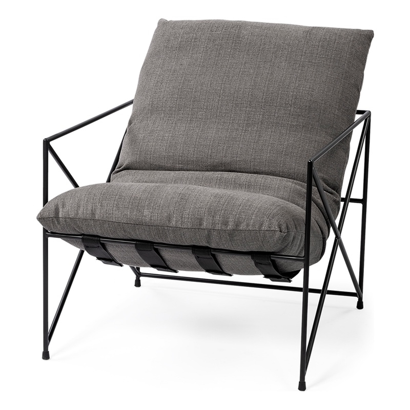 Maklaine Fabric Upholstered Accent Chair in Gray