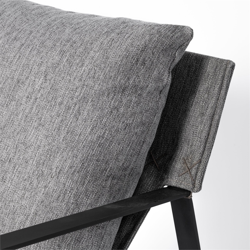 Maklaine Fabric Upholstered and Iron Base Armchair in Gray/Matte Black