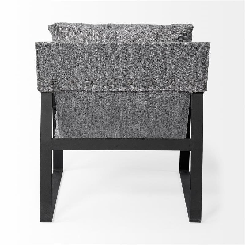 Maklaine Fabric Upholstered and Iron Base Armchair in Gray/Matte Black