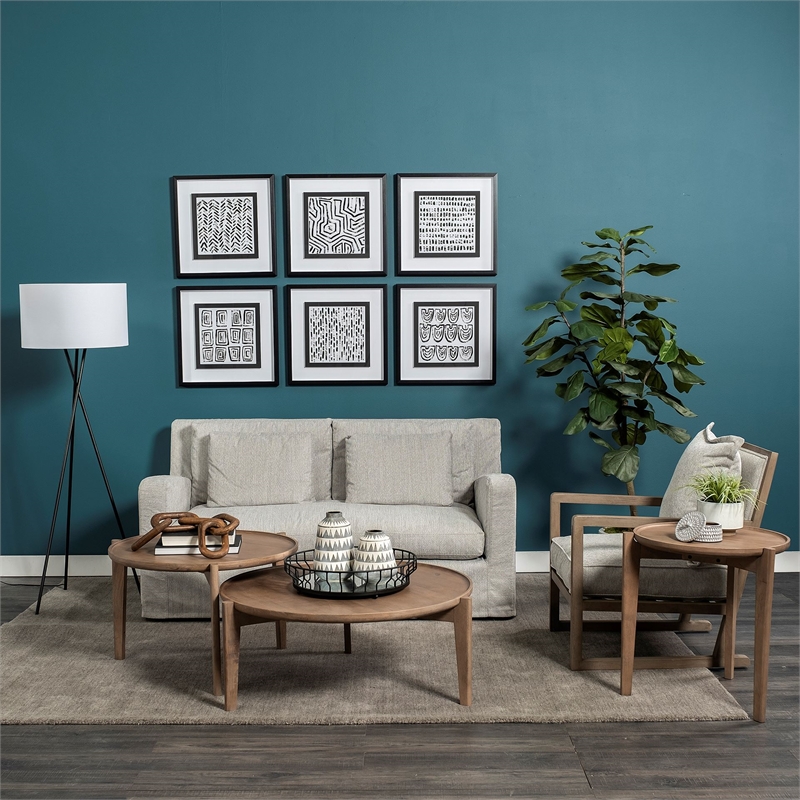 Maklaine Fabric Upholstered Accent Chair in Frost Gray