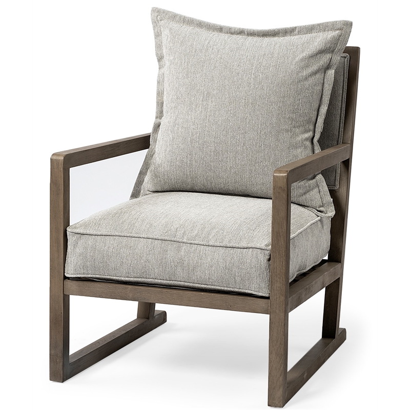 Maklaine Fabric Upholstered Accent Chair in Frost Gray